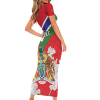 Personalized Gambia Short Sleeve Bodycon Dress Coat Of Arms White Variety Orchid