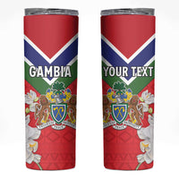 Personalized Gambia Skinny Tumbler Coat Of Arms White Variety Orchid