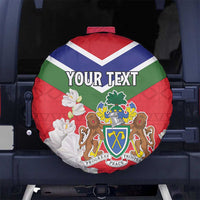 Personalized Gambia Spare Tire Cover Coat Of Arms White Variety Orchid