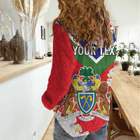 Personalized Gambia Women Casual Shirt Coat Of Arms White Variety Orchid