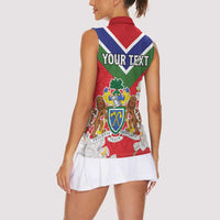 Personalized Gambia Women Sleeveless Polo Shirt Coat Of Arms White Variety Orchid