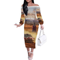 Personalized Kenya Rally Family Matching Off The Shoulder Long Sleeve Dress and Hawaiian Shirt Road To Champions