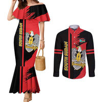Personalized South Sudan Couples Matching Mermaid Dress and Long Sleeve Button Shirt Coat Of Arms - Sporty Style