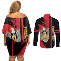 Personalized South Sudan Couples Matching Off Shoulder Short Dress and Long Sleeve Button Shirt Coat Of Arms - Sporty Style