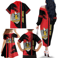 Personalized South Sudan Family Matching Off The Shoulder Long Sleeve Dress and Hawaiian Shirt Coat Of Arms - Sporty Style