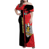 Personalized South Sudan Family Matching Off Shoulder Maxi Dress and Hawaiian Shirt Coat Of Arms - Sporty Style