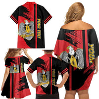 Personalized South Sudan Family Matching Off Shoulder Short Dress and Hawaiian Shirt Coat Of Arms - Sporty Style