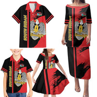 Personalized South Sudan Family Matching Puletasi and Hawaiian Shirt Coat Of Arms - Sporty Style