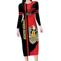Personalized South Sudan Long Sleeve Bodycon Dress Coat Of Arms - Sporty Style