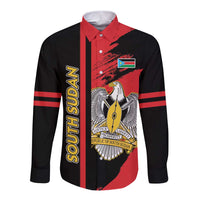 Personalized South Sudan Long Sleeve Button Shirt Coat Of Arms - Sporty Style