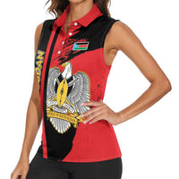 Personalized South Sudan Women Sleeveless Polo Shirt Coat Of Arms - Sporty Style