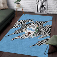 Personalized Botswana Area Rug Coat Of Arms With Map - African and Zebra Patterns