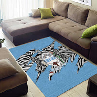 Personalized Botswana Area Rug Coat Of Arms With Map - African and Zebra Patterns