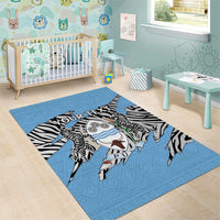 Personalized Botswana Area Rug Coat Of Arms With Map - African and Zebra Patterns