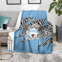 Personalized Botswana Blanket Coat Of Arms With Map - African and Zebra Patterns