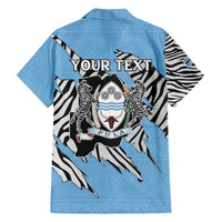 Personalized Botswana Family Matching Off Shoulder Maxi Dress and Hawaiian Shirt Coat Of Arms With Map - African and Zebra Patterns