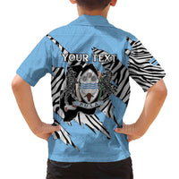 Personalized Botswana Family Matching Puletasi and Hawaiian Shirt Coat Of Arms With Map - African and Zebra Patterns