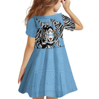 Personalized Botswana Family Matching Short Sleeve Bodycon Dress and Hawaiian Shirt Coat Of Arms With Map - African and Zebra Patterns