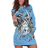 Personalized Botswana Hoodie Dress Coat Of Arms With Map - African and Zebra Patterns