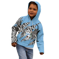 Personalized Botswana Kid Hoodie Coat Of Arms With Map - African and Zebra Patterns