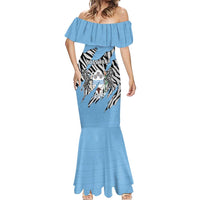 Personalized Botswana Mermaid Dress Coat Of Arms With Map - African and Zebra Patterns
