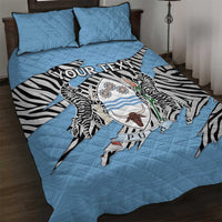 Personalized Botswana Quilt Bed Set Coat Of Arms With Map - African and Zebra Patterns