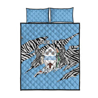 Personalized Botswana Quilt Bed Set Coat Of Arms With Map - African and Zebra Patterns