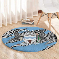 Personalized Botswana Round Carpet Coat Of Arms With Map - African and Zebra Patterns
