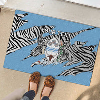 Personalized Botswana Rubber Doormat Coat Of Arms With Map - African and Zebra Patterns