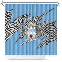 Personalized Botswana Shower Curtain Coat Of Arms With Map - African and Zebra Patterns