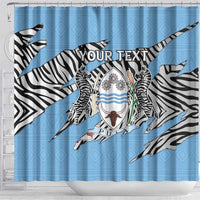 Personalized Botswana Shower Curtain Coat Of Arms With Map - African and Zebra Patterns