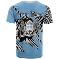 Personalized Botswana T Shirt Coat Of Arms With Map - African and Zebra Patterns