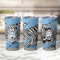 Personalized Botswana Tumbler Cup Coat Of Arms With Map - African and Zebra Patterns