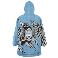 Personalized Botswana Wearable Blanket Hoodie Coat Of Arms With Map - African and Zebra Patterns