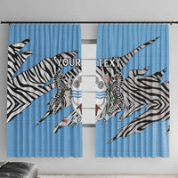 Personalized Botswana Window Curtain Coat Of Arms With Map - African and Zebra Patterns