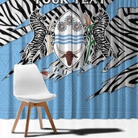 Personalized Botswana Window Curtain Coat Of Arms With Map - African and Zebra Patterns