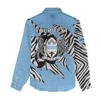 Personalized Botswana Women Casual Shirt Coat Of Arms With Map - African and Zebra Patterns