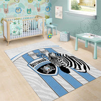 Custom Botswana Football Area Rug Come On Zebras