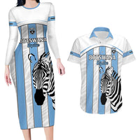 Custom Botswana Football Couples Matching Long Sleeve Bodycon Dress and Hawaiian Shirt Come On Zebras