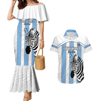 Custom Botswana Football Couples Matching Mermaid Dress and Hawaiian Shirt Come On Zebras