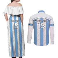 Custom Botswana Football Couples Matching Off Shoulder Maxi Dress and Long Sleeve Button Shirt Come On Zebras