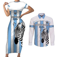 Custom Botswana Football Couples Matching Short Sleeve Bodycon Dress and Long Sleeve Button Shirt Come On Zebras