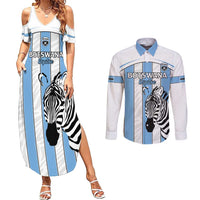 Custom Botswana Football Couples Matching Summer Maxi Dress and Long Sleeve Button Shirt Come On Zebras