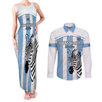 Custom Botswana Football Couples Matching Tank Maxi Dress and Long Sleeve Button Shirt Come On Zebras