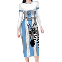Custom Botswana Football Long Sleeve Bodycon Dress Come On Zebras