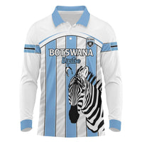 Custom Botswana Football Long Sleeve Polo Shirt Come On Zebras