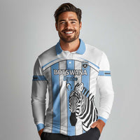 Custom Botswana Football Long Sleeve Polo Shirt Come On Zebras