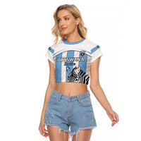Custom Botswana Football Raglan Cropped T Shirt Come On Zebras