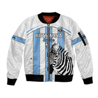 Custom Botswana Football Sleeve Zip Bomber Jacket Come On Zebras