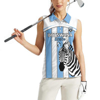 Custom Botswana Football Women Sleeveless Polo Shirt Come On Zebras